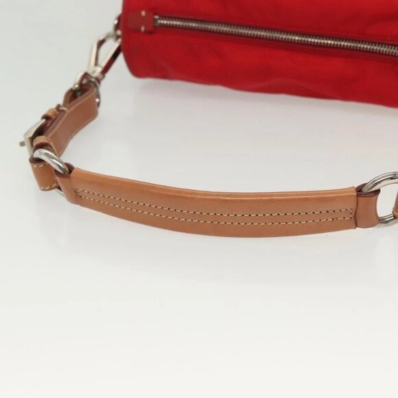 PRADA Shoulder Bag Nylon Leather Red Silver Auth - Picture 5 of 15